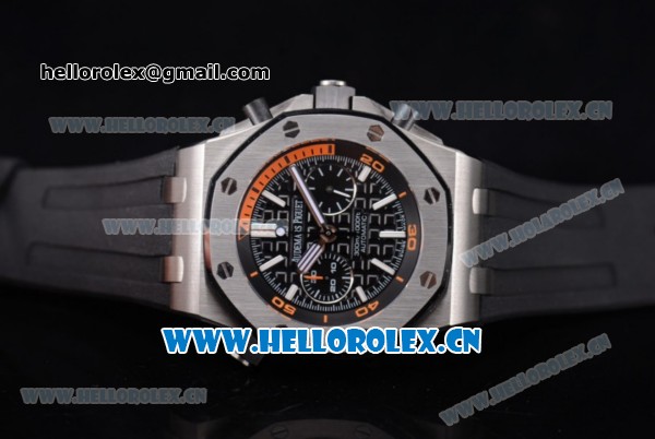 Audemars Piguet Royal Oak Offshore Diver Swiss Valjoux 7750 Automatic Steel Case with Black Dial Black Rubber Strap and Stick/Arabic Numeral Markers (EF) - Click Image to Close